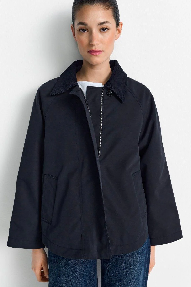 Trenchjacke mit Cordkragen