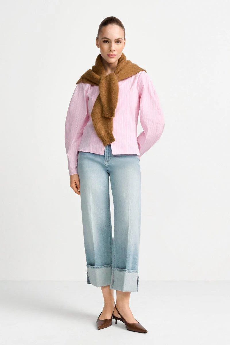 Hellblaue Wide-Leg-Jeans