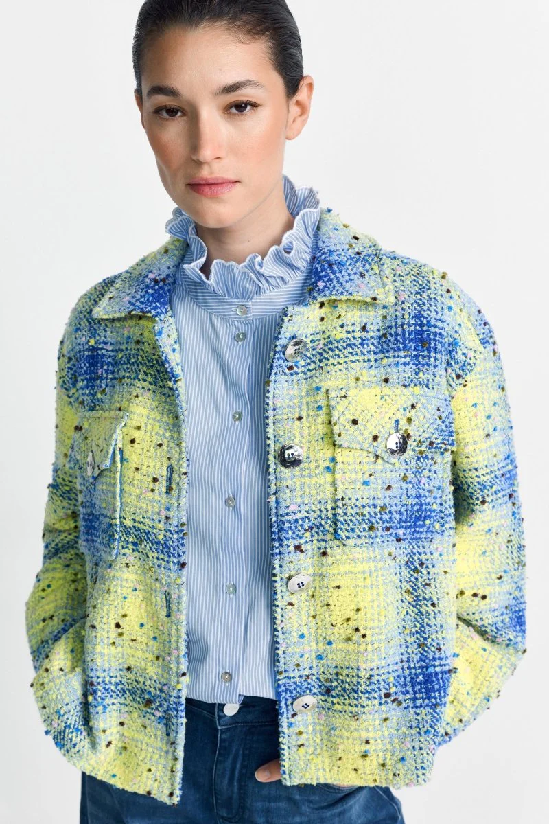 Karierte Bouclé-Hemdjacke - Image 3